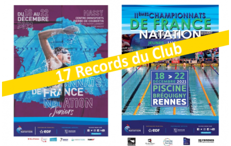 17 records de Club aux derniers Championnats de France Juniors et Jeunes